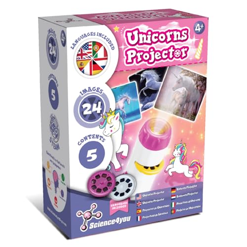 Science4you Einhorn-Taschenlampenprojektor für Kinder - Einhorn-Spielzeug umfasst 24 Bilder und Poster, Einhorn-Lampe, Projektor-Taschenlampe, Wissenschaftliche und Lernspielzeug Spielzeug für 4 5 6+ von Science4you