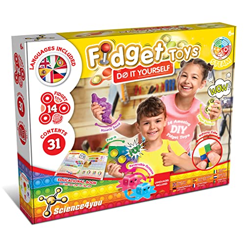 Science4you - Fidget Toys Set für Kinder ab 6 – Anti Stress Spielzeug für Kinder, Fidget Toys Selber Machen: Pop It, Quetschball, Mood Octopus, Kinetic Sand, Sensorik Spielzeug für Kinder 6+ Jahren von Science4you