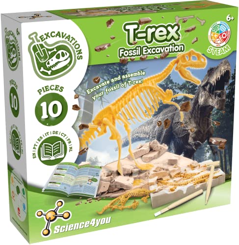 Science4you T Rex Dinosaurier Ausgrabungsset für Kinder ab 6 - Dinosaurier Spiel für Kinder mit 10 Teilen, Fossilien Ausgrabungsset für Kinder mit Dino Spiel, Dino Geschenk für Kinder ab 6 7 8+ Jahre von Science4you