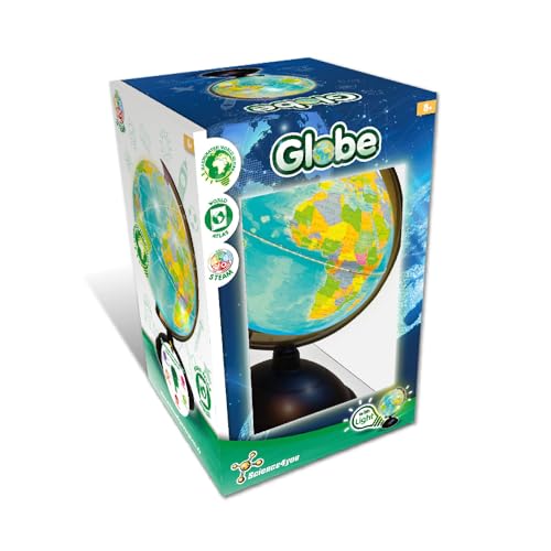 Science4you Globus Beleuchtet für Jungens & Mädchen +8 Jahre – Kinderatlas Kinder: Globus Deko auf Englisch mit Weltkarte, Spiel des Wissens und Geographie Spiel, Lernspiele für Kinder 7 8 9 10 Jahre von Science4you