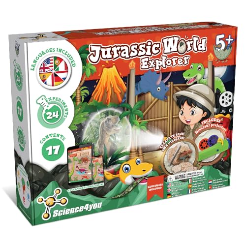 Science4you Jurassic Explorer - Dino Spiel ab 4 5 6 Jahre mit Skelett, Dinoeier und mehr! - Dinosaurier für Kinder, 24 Experimente, Spielzeug und Geschenk für Jungen und Mädchen ab 5+ Jahren von Science4you