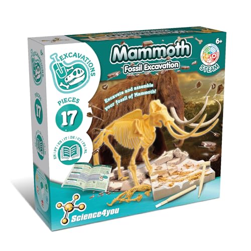 Science4you Mammut Dino Ausgrabungsset für Jungen Alter +6 - Archäologie Set für Kinder mit 17 Teilen, Grab Dein Dinosaurier Spielzeug – Experimentierkasten und Geschenk Kinder 5 6 7 Jahre von Science4you