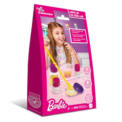 Science4you Mini-Lipgloss-Herstellungsset Barbie für Mädchen – Lipgloss & Lip Scrub Barbie Selbst Herstellen, 8 Beauty-Inhalte für Kinder Enthalten, Originelles Geschenk für Mädchen 6 7 8 9+ von Science4you