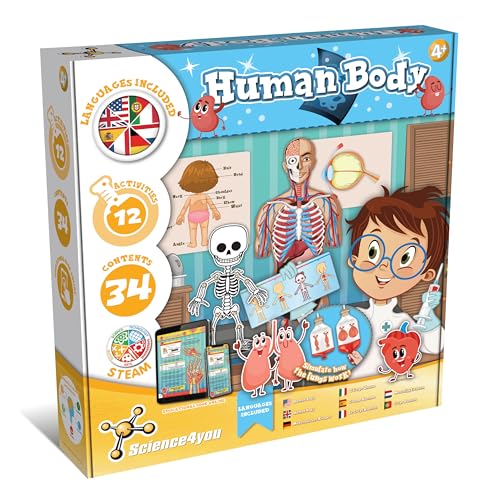 Science4you Menschlichen Körpers Kit – Entdecken Sie die Details des Menschlichen Körpers, Finden Sie alle Kuriositäten der Organe, Systeme mit diesem Science Kit, Geschenk für Kinder 4 5 6 7+ von Science4you