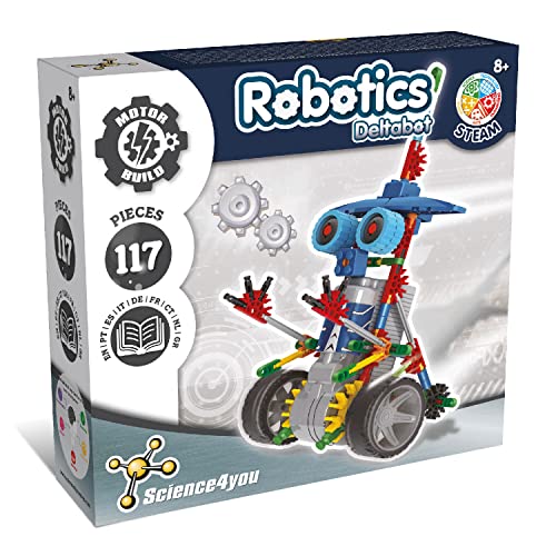 Science4you - Robotik Deltabot, EIN Roboter Bausatz mit 117 Stücke - Roboter Selber Bauen mit Dieser Elektronik Baukasten,, Lernspiel UNT Konstruktionsspielzeug fur Kinder ab 8 Jahre 23 x 6.5 x 22 cm von Science4you