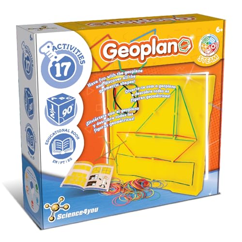 Science4you Geoplane Set für Kinder ab 6+ Jahren - Lernspielzeug mit 17 Aktivitäten, Ideales Geometrie Set mit Geometrischen Formen und Mathe Spielen, Schulspielzeug Geschenk für Kinder 6 7 8 9+ von Science4you