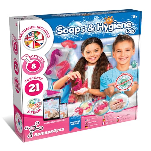 Science4you - Seife Selber Machen Set für +8 Jahre - Macht Seifen und Glitzerseife mit Seifenform Stern, Chemiebaukasten mit Experimente fur Kinder, Lernspiel und Geschenk fur Kinder 8-14 Jahren, 37 x 6 x 30 von Science4you