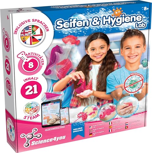 Science4you Seifen-Atelier Seife Selber Machen Set für Kinder - Macht Seifen und Glitzerseife mit Seifenform Stern, Chemiebaukasten mit Experimente, Kosmetik Kit für Jungen & Mädchen 7 8 9 10 Jahren von Science4you