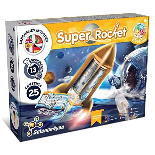 Science4you Super Raketenwerfer - Rakete Bausatz mit 13 Experimenten für Kinder, Baue Deine Eigenen Wissenschaftlichen Raketen, 20 Meter hoch, Spiel, Geschenk für Jungen und Mädchen ab 8 Jahren von Science4you