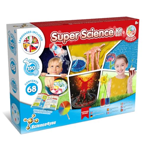 Science4you - Super Wissenschaft Experimentierkasten ab 8 jahre - 150 Experimente für Kinder ab 8: Chemiebaukasten, Vulkan Experiment, Schleim Selber Machen, Pflanzen Kinder - Lernspiele ab 8-12 Jahre von Science4you