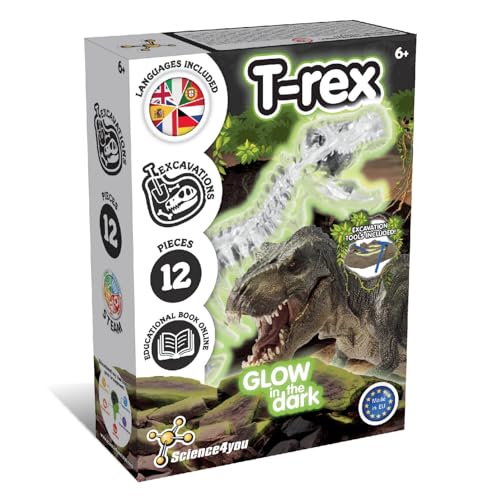 Science4you T Rex Dinosaurier Ausgrabungsset für Kinder ab 6 - Dinosaurier Spiel + Fossilien Ausgrabungsset das im Dunkeln Leuchtet mit Dino Spiel, Dino Geschenk für Kinder ab 6 7 8 9+ Jahre von Science4you