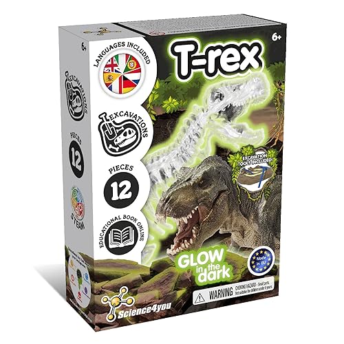 Science4you T Rex Dinosaurier Ausgrabungsset für Kinder ab 6 - Dinosaurier Spiel + Fossilien Ausgrabungsset für Kinder das im Dunkeln Leuchtet mit Dino Spiel, Dino Geschenk für Kinder ab 6 7 8+ Jahre von Science4you