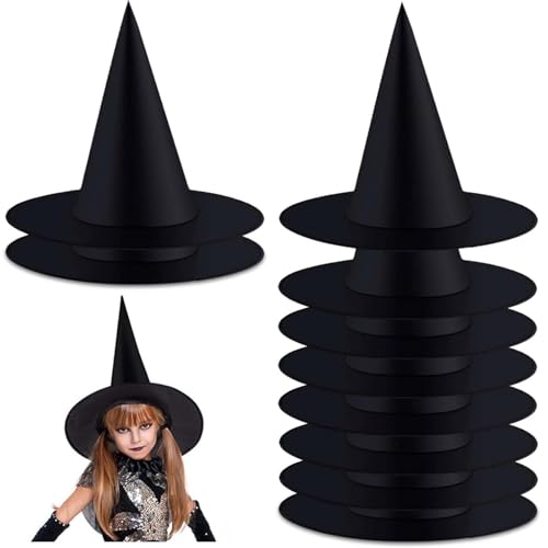 10 Stück Hexenhut, Hexenhut Kinder, Zauberhut, Hexen Zubehör, Zauberhut Für Kinder, Hexenhut Damen, Halloween Hexenhut, Hexenhut Groß, Halloween Schwarzer von Scinzene