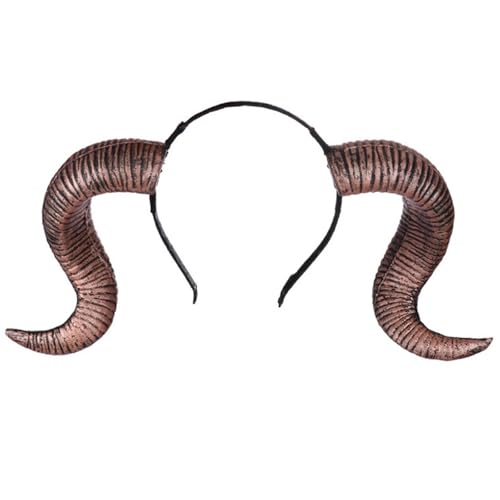 Schaf Bock Hörner Kostüm, Schafbock Haarreif, Widder Geweih, Schaf Horn Stirnband Teufel Dämon Hörner Stirnband für Halloween Kostüm Cosplay Foto Requisiten von Scinzene