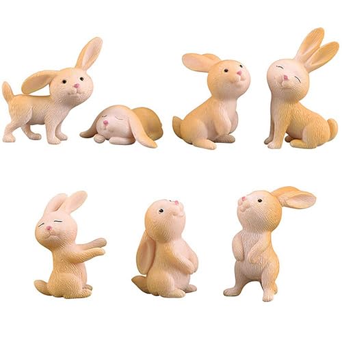 Scinzene 7 Stück Osterdeko Mini Hase Figuren Harz, Osterhase Kaninchen Miniatur für Mikrolandschaft, Frühling Dekoration, Mini Hasen Deko für Osterfest, Party & Desktop Ornament von Scinzene