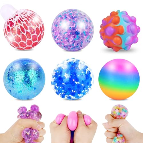 Scinzene Anti Stress Bälle - 6er Set Squishy Stressball Kinder und Erwachsene, Quetschball für Stressabbau und Konzentration, Bunte Stressbälle für Angst und Entspannung von Scinzene