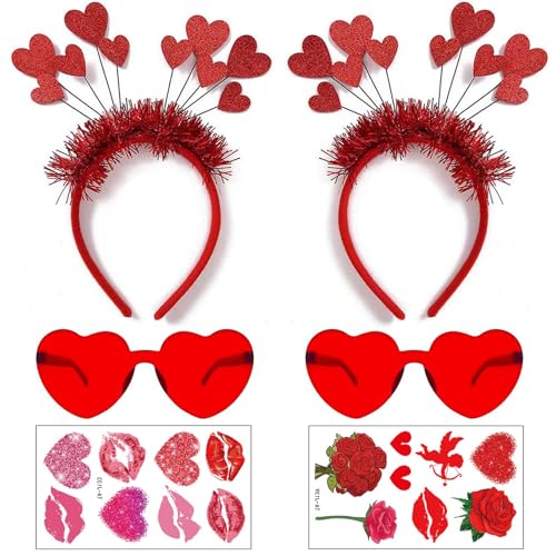 Scinzene 6 Stück Amor Kostüm Set, Amor Kostüm Damen, Haarreifen Damen, Kostüm Amor Damen, Haarreif Herz, Kostüm Amor, Amor Haarreif, Amor Kostüm Accessoires, Herzbrille Rot, Amore Kostüm Damen von Scinzene