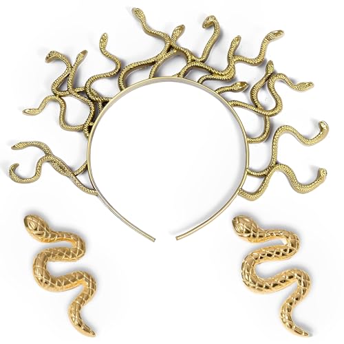 Scinzene Medusa Kopfschmuck Mit 1 Paar Schlangenohrringe, Medusa Kostüm Damen Zubehör, Medusa Haarreif, Medusa Schlange, Medusa Krone, Für Party-Kostüme, Karneval, Halloween, Cosplay-Zubehör-Set von Scinzene