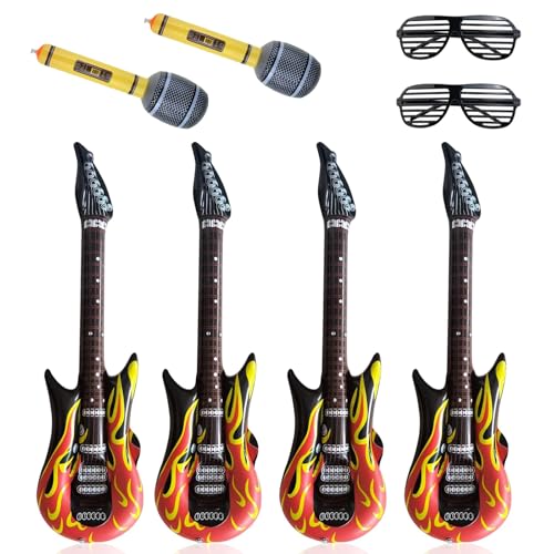 Scinzene 8er Aufblasbare Gitarren Set, Luftgitarren zum Aufblasen, Perfekte Party Requisiten für Kinder & Erwachsene, Leicht und Strapazierfähig,Ideale Wahl für Themenpartys,Hochzeiten und Festivals von Scinzene