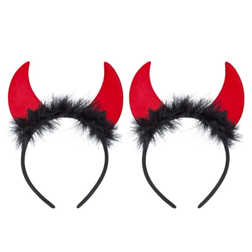 2 Stück Teufelshörner, Haarreifen, Kopfbedeckung, Teufel, Hölle, Mottoparty, Karneval, Halloween, Haarreifen Fasching Karneval Halloween Party Kostüm Haarschmuck Stirnband Headwear Hörner von Scinzene