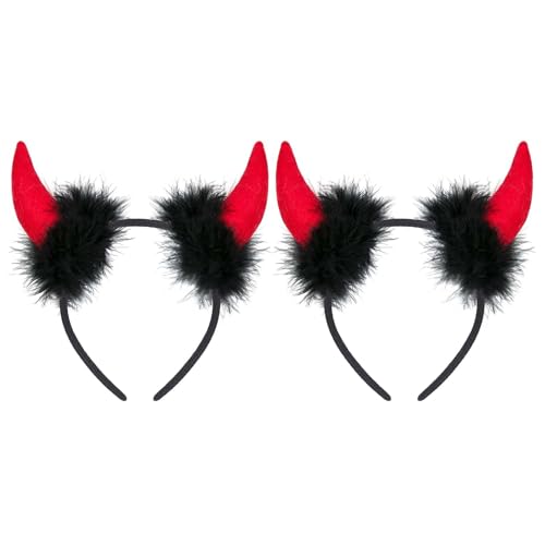 2 Stück Teufelshörner, Haarreifen, Kopfbedeckung, Teufel, Hölle, Mottoparty, Karneval, Halloween, Haarreifen Fasching Karneval Halloween Party Kostüm Haarschmuck Stirnband Headwear Hörner von Scinzene