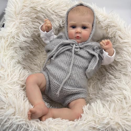 Scnbom 20zoll 50cm Reborn Puppen wie echte Babys mädchen silikon lebensechte babypuppe schlafend Toddler Puppe Augen zu Junge von Scnbom