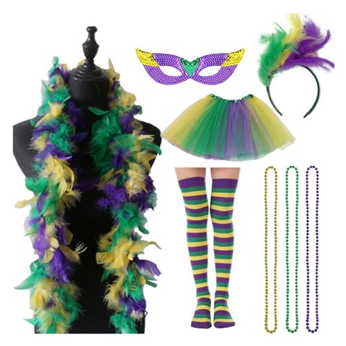 Scnvsi 1 Set Damen-Haarreifen mit Halbmaske, Halskette, Schal, Beinwärmer, Karneval, Cosplay, Abschlussball, Party, Rock für Damen von Scnvsi