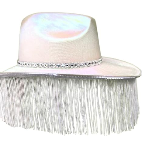 Scnvsi Cowboyhüte mit glitzernden Fransen für Disco-Partys, weiblich, Schimmernde Cowboyhüte, Western-Partyhut, männlich, winddichter Hut von Scnvsi