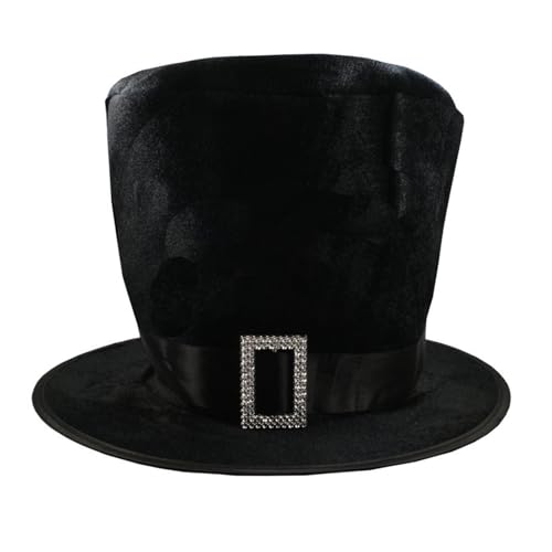 Scnvsi Flacher Zylinder für Erwachsene, modischer schwarzer Ian-Fedora-Hut, Ian P, Cosplay-Kostüm, Unisex, Bühnenauftrittshut von Scnvsi