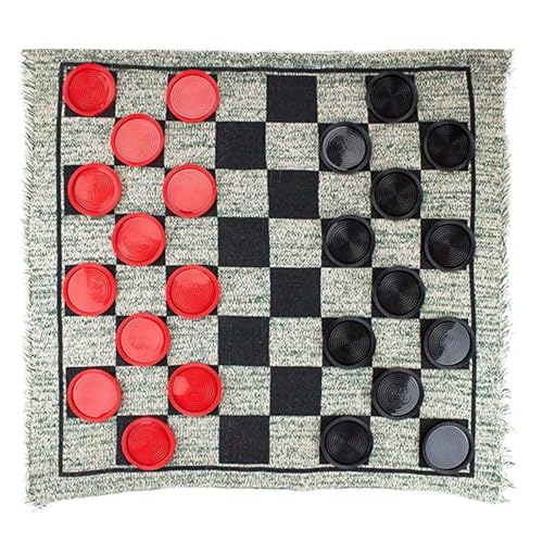 Scnvsi Home Jumbos 3-in-1-Dame Set Spielteppich Brettspiel Schach Dame Checkers Wendbare Spielmatte Indoor Outdoor Familie Vintage ab 6 Jahren (6 years and up) von Scnvsi