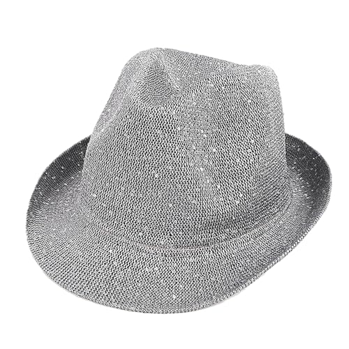 Scnvsi Mardi Gras Fedora-Hut mit Pailletten für Erwachsene, Unisex, Maskerade, Karneval, Netz-Derby-Hut, Performance-Hut mit Aufgerollter Krempe von Scnvsi