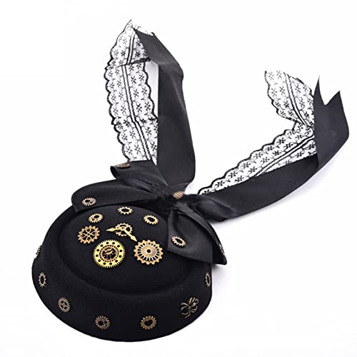 Scnvsi Vintage Gear Zylinderhut Damen Gothic Steampunk Hut mit Spitzenzylinder Haarspange Kopfbedeckung für Cosplay Karneval von Scnvsi