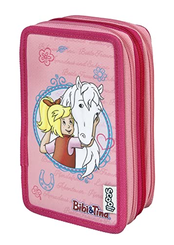 Bibi & Tina Tripledecker Federmäppchen inkl. Stiften, Radierer, Lineal etc. I Schlampermäppchen im Bibi & Tina Design I Etui für die Schule von Scooli