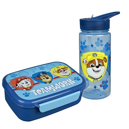 Scooli - Paw Patrol Kindergeschirr Geschenkset - Set bestehend aus Brotdose und Trinkflasche - ideal für die Schule oder Kindergarten – für Kinder ab 4 Jahren – aus Kunststoff – BPA frei von Scooli