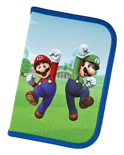 Super Mario gefülltes Schüleretui Federmäppchen inkl. Stiften, Radierer, Lineal etc. I Schlampermäppchen I Etui für die Schule von Scooli