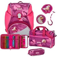 STEINMANN 74400639900 Scout Alpha DIN Pink Horse Schulranzen-Set 4-teilig, inklusive 3 Funny Snaps von Scout