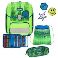 Scout 76410207900 4teiliges Schulranzen-Set Genius DIN Neon Safety Green Gecko von Scout