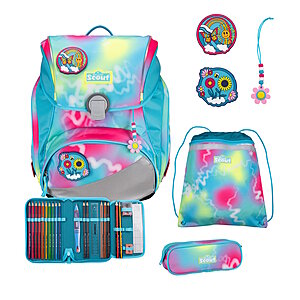 Scout Alpha Happy Rainbow Exkl Edition Safety Light Schulranzen Set von Scout