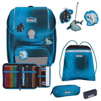 Scout Genius Exklusiv Safety Light - Schulranzen Set 5tlg. Polar blue von Scout