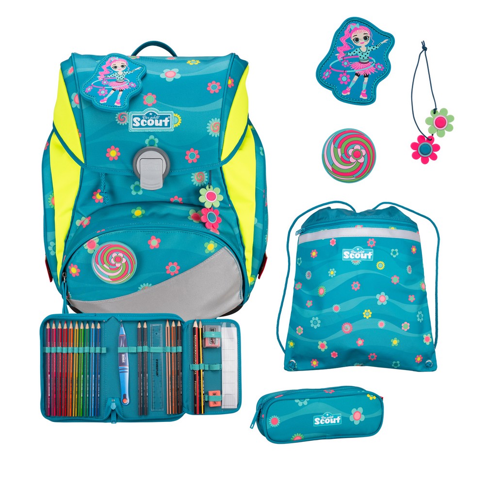 Scout Schulranzen Set Alpha DIN Little Flowers 4-tlg. von Scout