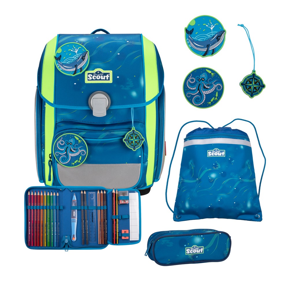 Scout Schulranzen Set Genius DIN Deep Sea 4-tlg. von Scout