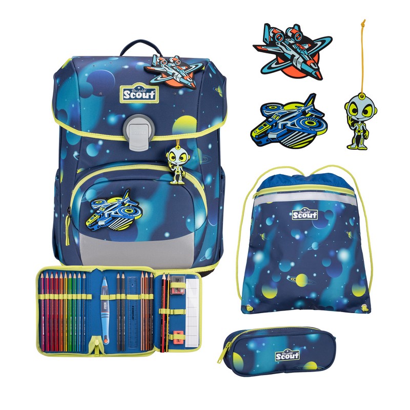 Scout Schulranzen Set Neo Exklusiv LED Planets 4-tlg. von Scout