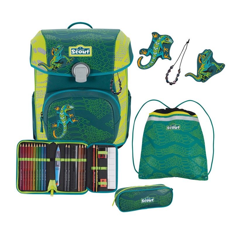 Scout Schulranzen Set Neo Exklusiv Superflash Extreme Lizard 4-tlg. von Scout