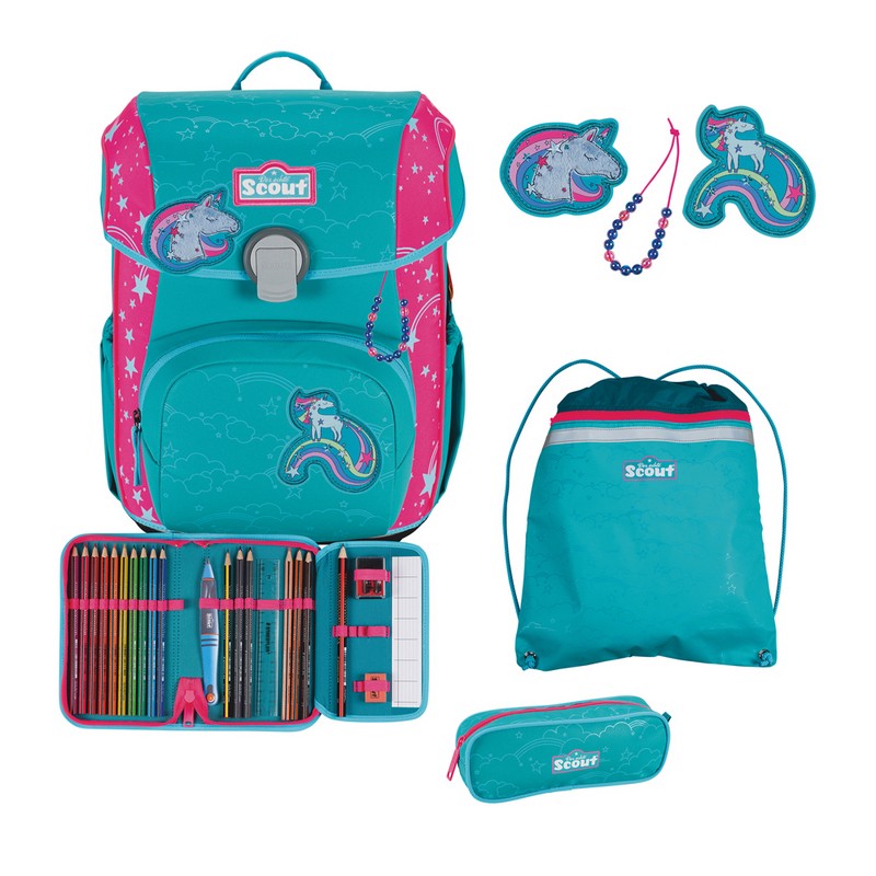 Scout Schulranzen Set Neo Exklusiv Superflash Extreme Unicorn 4-tlg. von Scout