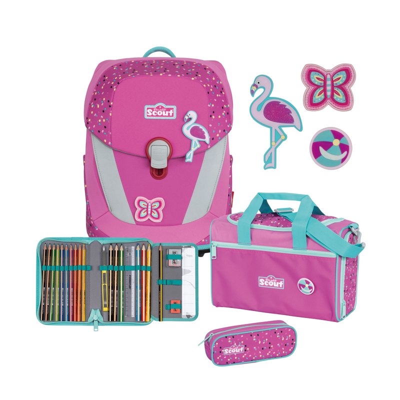 Scout Schulranzen Set Sunny II Flamingo 4-tlg. von Scout