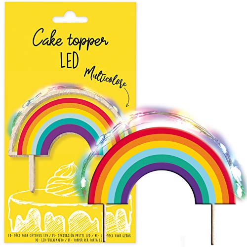 Scrapcooking – Cake Topper LED (Rainbow) – Thema Regenbogen mehrfarbig – Dekoration beleuchtet Holz Geburtstag für Kuchen, Torten, Gebäck, Kuchen & Desserts – Ornament Zubehör – 4966 von ScrapCooking