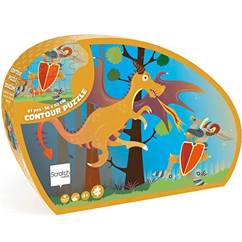 SCRATCH 276181132 Shape Puzzle Drache, Konturpuzzle für Kinder ab 4 Jahren, 61 Teile von Scratch Europe