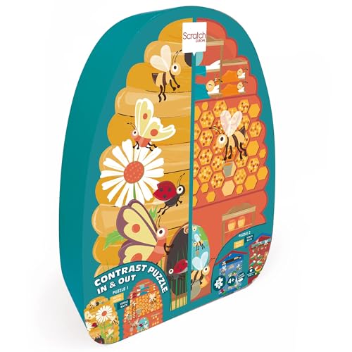 SCRATCH 276181142 Konturpuzzle für Kinder ab 3 Jahren, Shape Puzzle Bienen, beidseitig 2 x 20 Teile von Scratch Europe