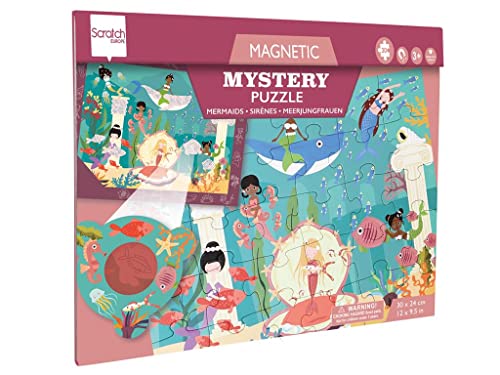 SCRATCH 276181242 Magnetisches Entdeckerpuzzle für Kinder ab 3 Jahren, mit Zauberlupe, Motiv: Meerjungfrau, 30 Teile, Weiß von Scratch Europe
