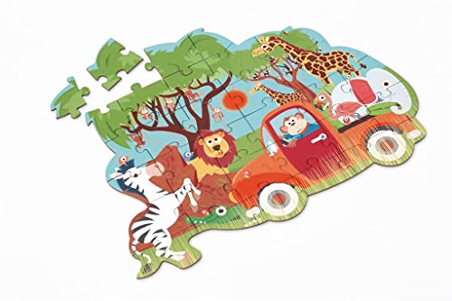 Scratch Tiere 276181188 Konturpuzzle für Kinder, Mini Shape Puzzle Safari, 30 Teile von Scratch Europe